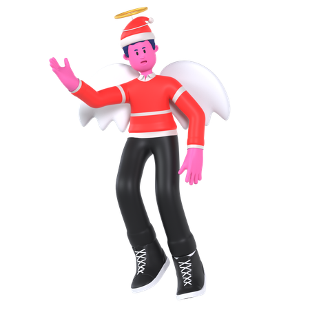 Homme en costume d'ange  3D Illustration