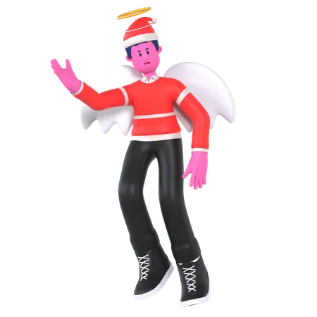 Homme en costume d'ange  3D Illustration