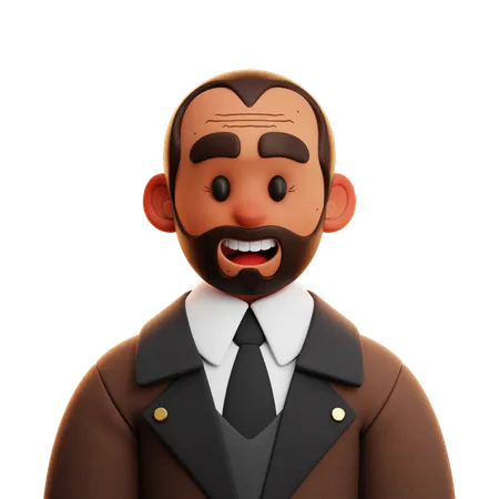 Homme en costume marron  3D Icon