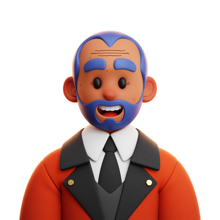 Homme en costume orange  3D Icon