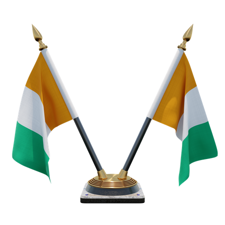 Support de drapeau de bureau double Côte d'Ivoire  3D Flag