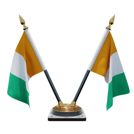 Côte d'Ivoire Double Desk Flag Stand  3D Flag