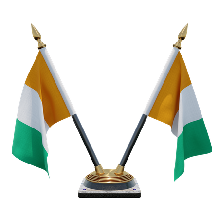 Support de drapeau de bureau double (V) Côte d'Ivoire  3D Icon