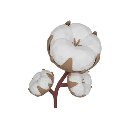 Branch Of Cotton 3 D Render Icon 3D Icon