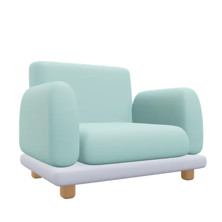 One Seat Sofa Home Furniture Illustration With Transparent Background 3D Icon