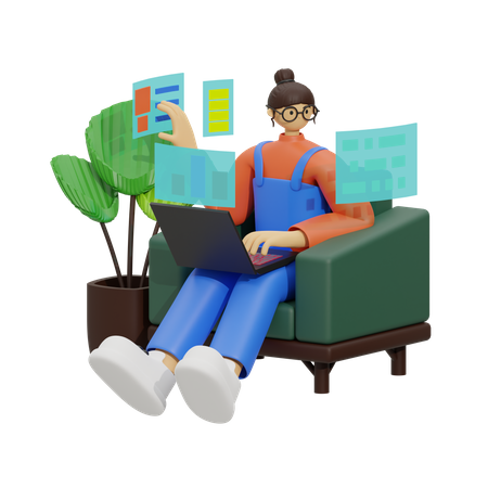Couch Co-Workers, Balancing Work and Relaxation  3D Icon