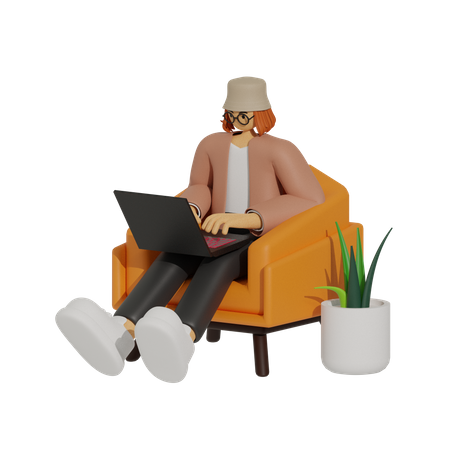 Couch Co-Workers, Balancing Work and Relaxation  3D Icon