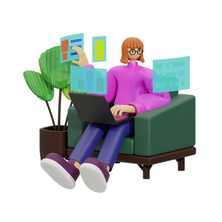 Couch Co-Workers, Balancing Work and Relaxation  3D Icon