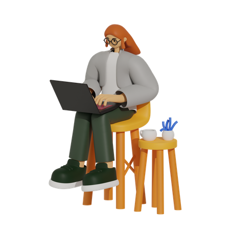 Couch Co-Workers, Balancing Work and Relaxation  3D Illustration