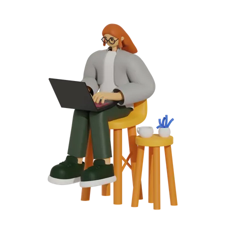 Couch Co-Workers, Balancing Work and Relaxation  3D Illustration