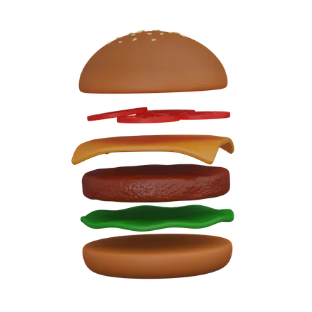 Hamburger en couches  3D Icon