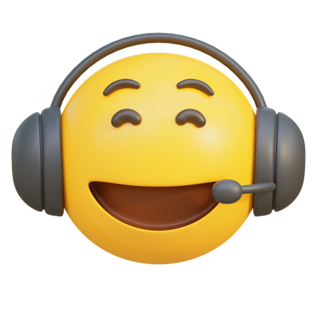 Counselor Wearing Headset With Smiling Expression Emoji  3D Icon