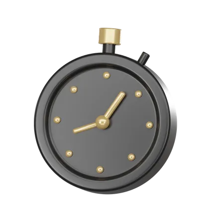 3 D Render Black Alarm Countdown Clock 3D Icon