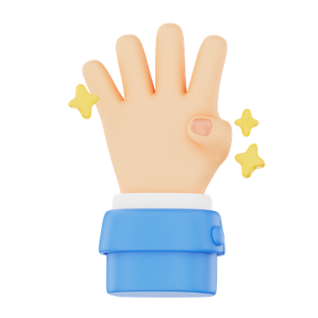 Countdown In Four Hand Gesture  3D Icon