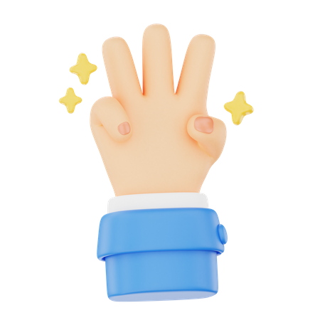 Countdown In Three Hand Gesture  3D Icon