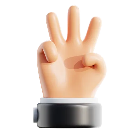 Counting By Hand Three Hand Gestures  3D Icon