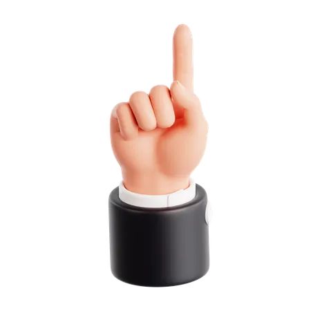 指を1本数える手のジェスチャー  3D Icon