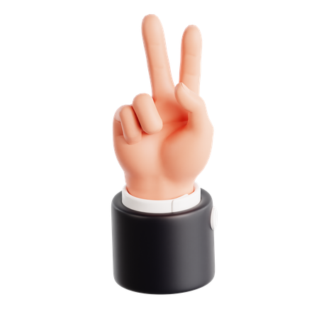 2本の指で数える手振り  3D Icon