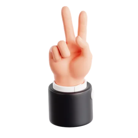 Counting Two Finger Hand Gesture  3D Icon