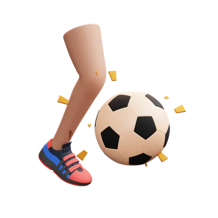 Coup de pied de football  3D Illustration