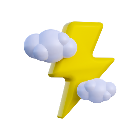 Coup de foudre avec nuage  3D Illustration