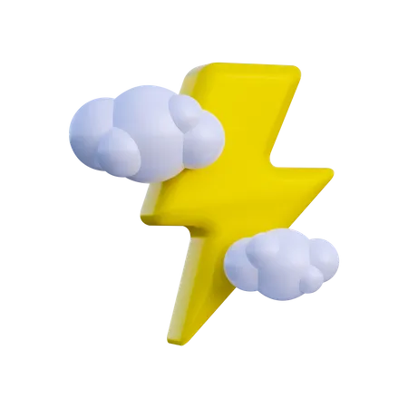 Coup de foudre avec nuage  3D Illustration