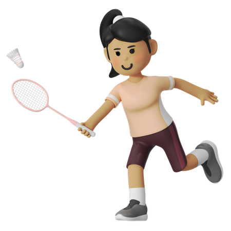 Fille de badminton en coup droit  3D Illustration