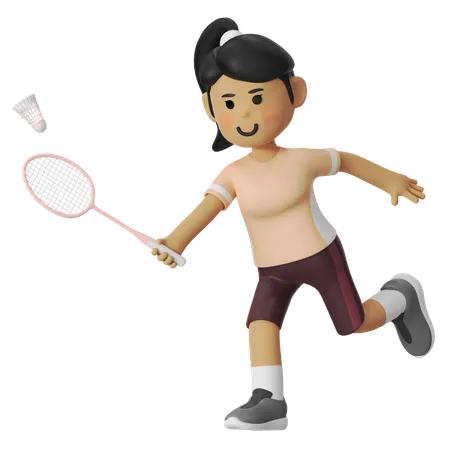Fille de badminton en coup droit  3D Illustration