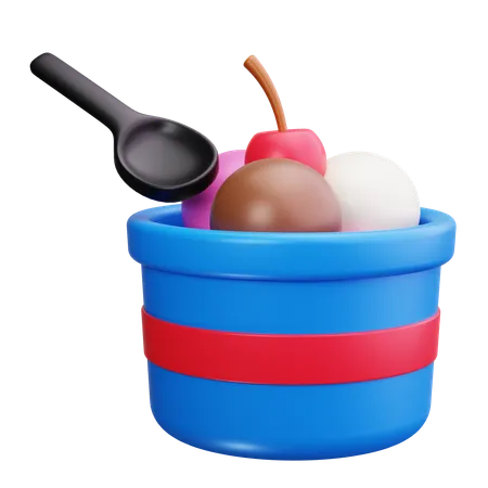 Coupe De Crème Glacée  3D Icon