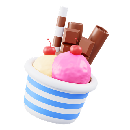 Coupe De Crème Glacée  3D Icon