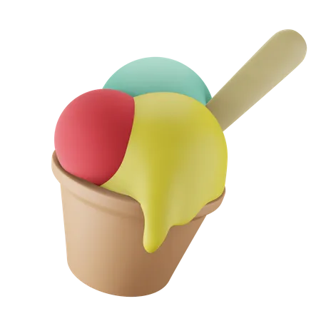 Coupe De Crème Glacée  3D Icon