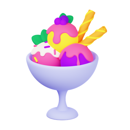 Coupe De Crème Glacée  3D Icon