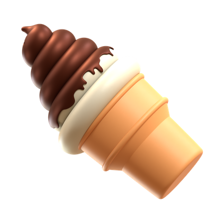 Sundae choco cornet de crème glacée molle à la vanille  3D Icon