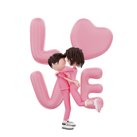 Couple amoureux  3D Illustration