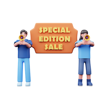 Couple Announcing Special Edition Sale  3D Icon