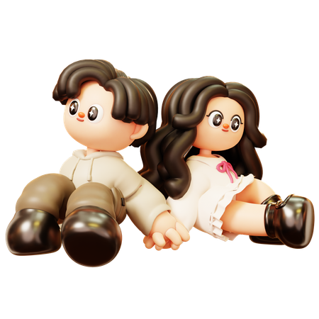 Couple assis ensemble  3D Icon