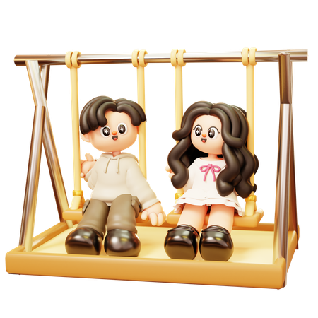 Couple assis sur une balançoire  3D Icon