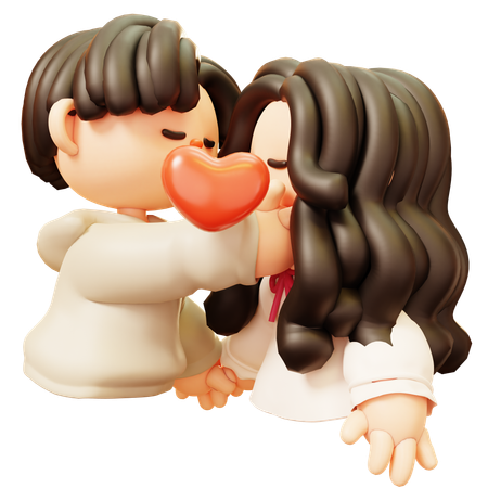 Couple s'embrassant  3D Illustration
