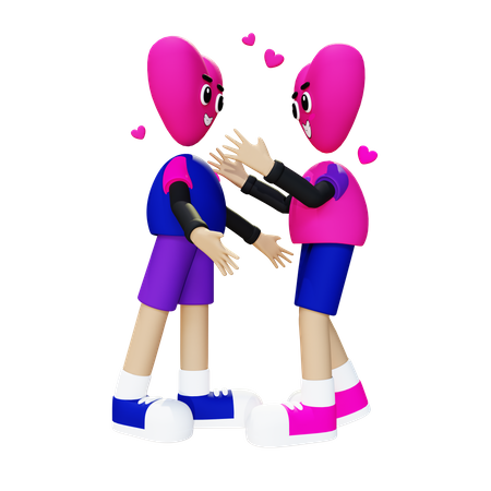 Couple, étreindre  3D Illustration