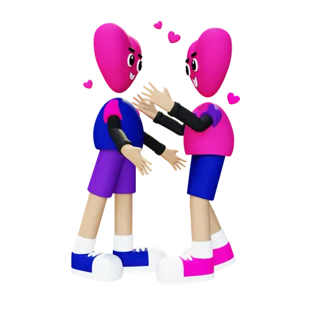 Couple, étreindre  3D Illustration