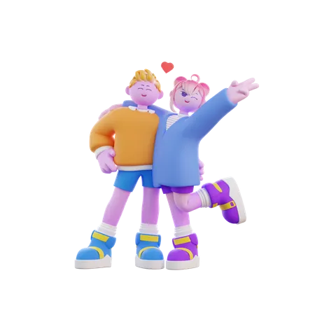 Couple, étreindre  3D Illustration