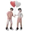 Couple Carrying a Pair of Heart Shaped Balloons