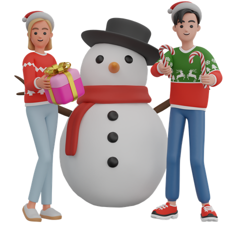 Couple Carrying Surprise Box  3D Illustration