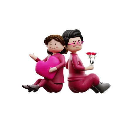 Couple célébrant la Saint-Valentin  3D Illustration