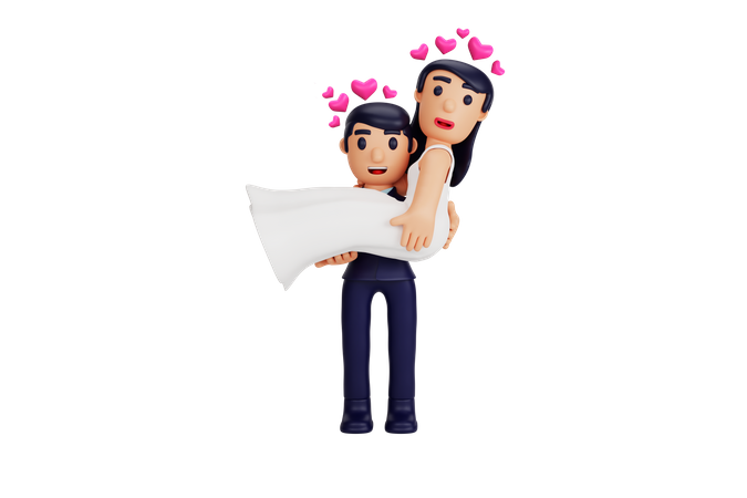 Couple célébrant le mariage  3D Illustration