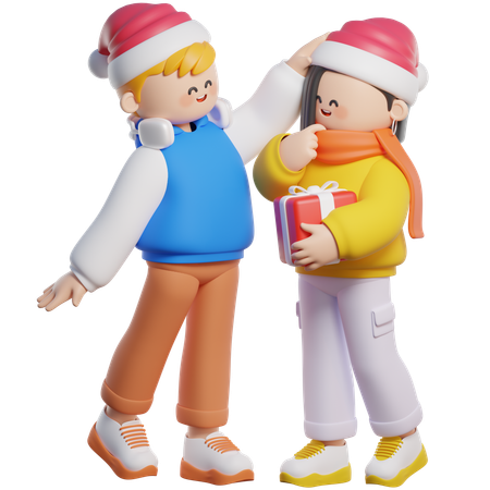 Couple célébrant Noël ensemble  3D Icon