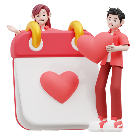 Couple Celebrating Valentine  3D Illustration