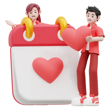 Couple Celebrating Valentine  3D Illustration