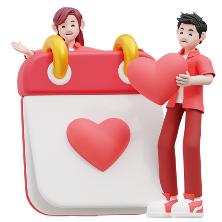 Couple Celebrating Valentine  3D Icon