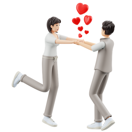 Couple Celebrating Valentine  3D Illustration